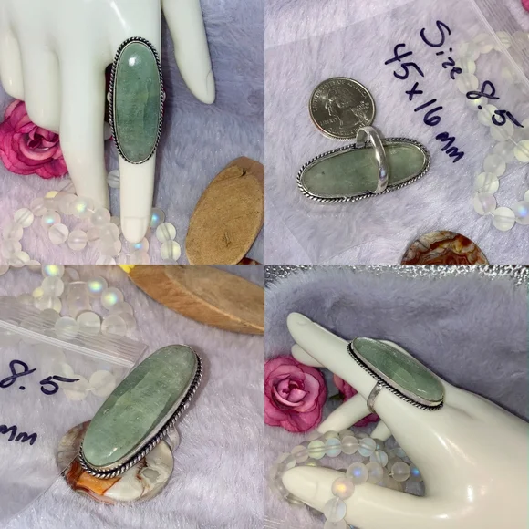 Elegant Aquamarine Gemstone Handmade Halo Ring - Picture 3 of 5